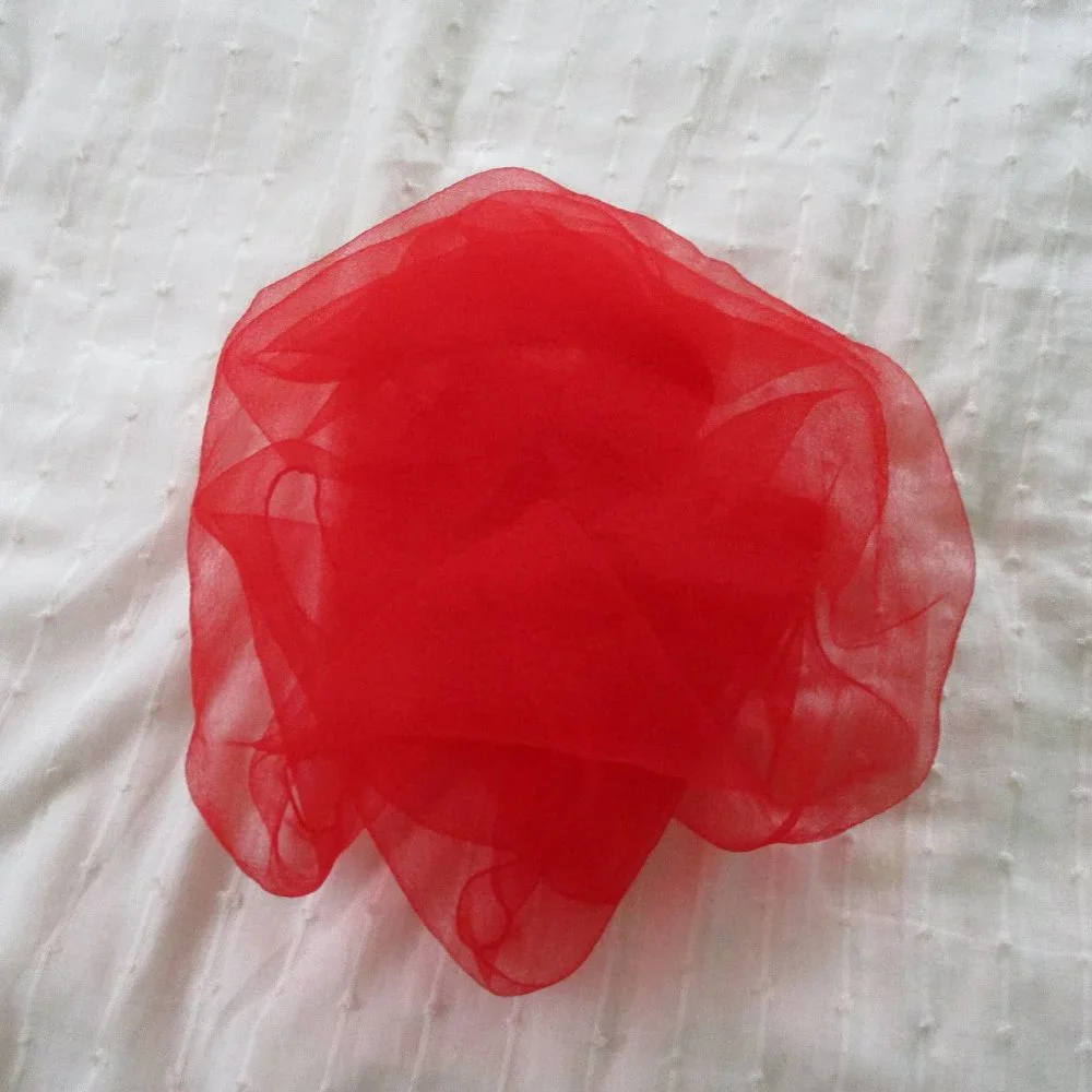 1950s red chiffon scarf - Picture 2 of 3